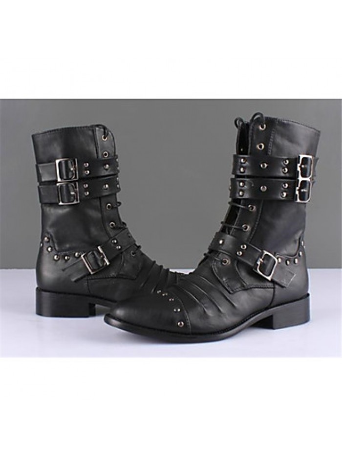 Shoes Casual Leather Boots Black