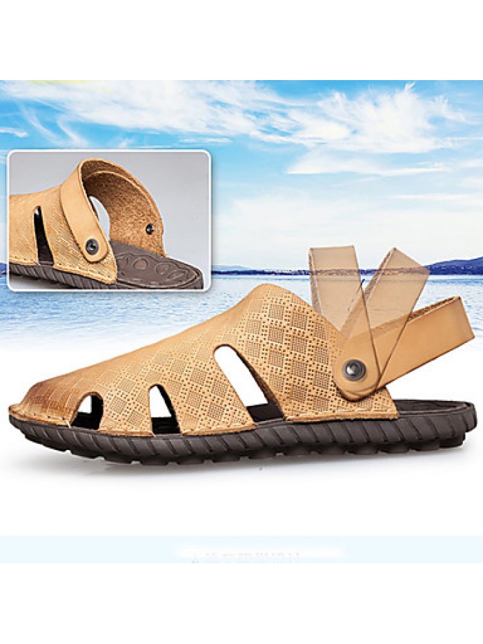 Men's Shoes Outdoor / Office & Career / Athletic / Dress / Casual Nappa Leather Sandals Big Size Black / Brown
